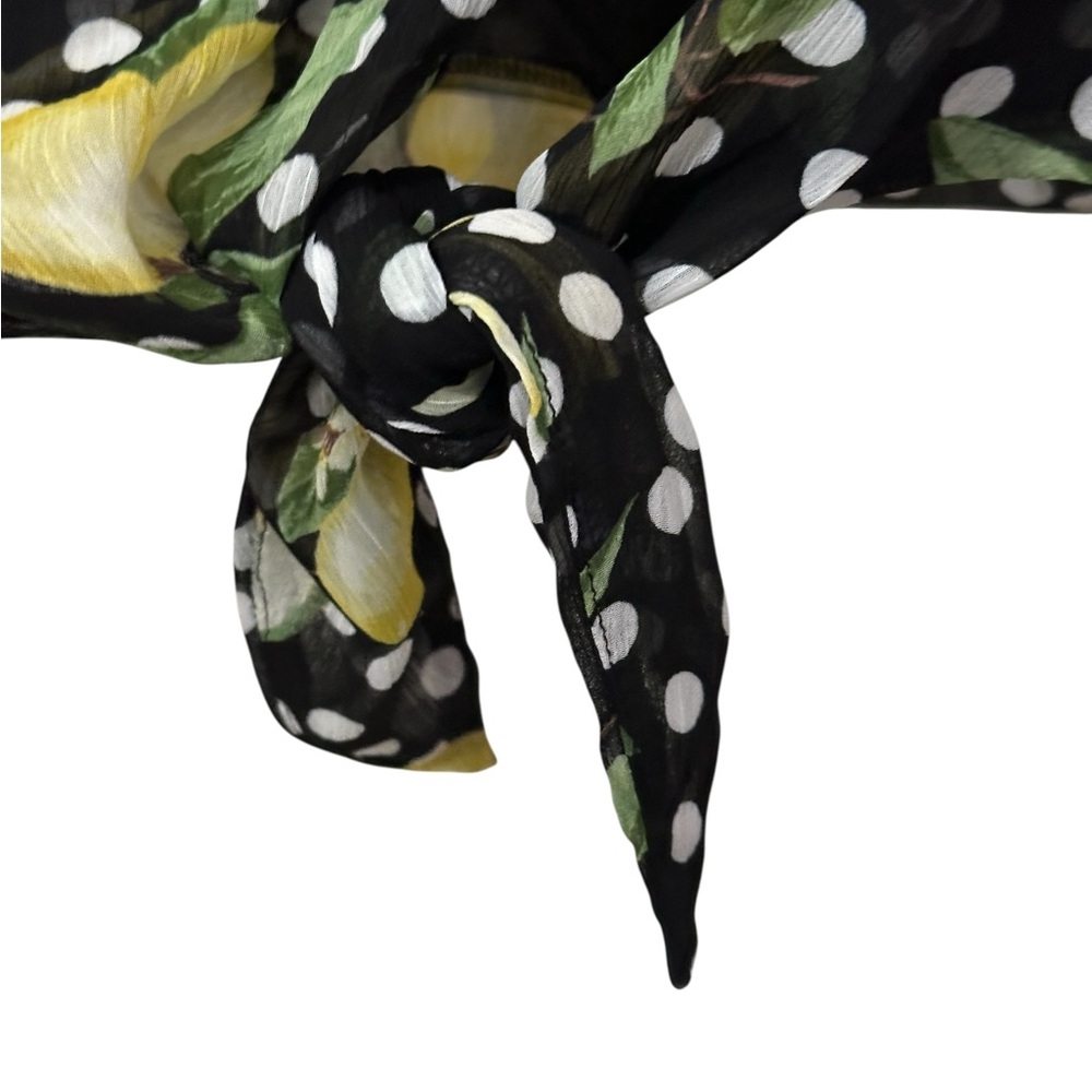 Haver & Blair Tie Front Ruffle Sleeve Lemon Floral Blouse Small NWT - Picture 6 of 11